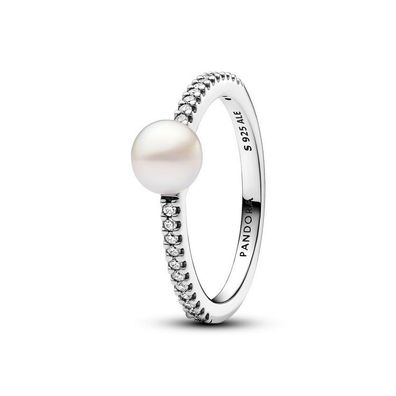 Ring 52 - Silber - Süßwasserperle & Pavé