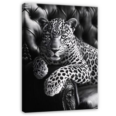 Leinwandbild Jaguar Schwarz Wandbild Leinwand Bilder Wanddeko Wohnzimmer Schlafzimmer