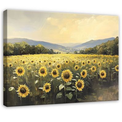 Leinwandbild Sonnenblume Wandbild Leinwand Bilder Wanddeko Wohnzimmer Schlafzimmer