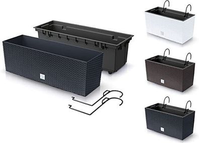 Blumenkasten Blumentopf Kästen Rattan-Design Metallaufhängung UV-beständig