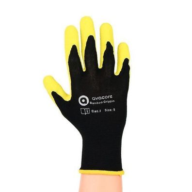 Handschuhe Arbeitshandschuhe BAMBOO Grippin Latexschaum Bambusfaser Schwarz-Gelb