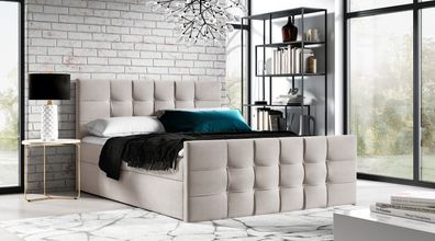 AX LIVING Boxspringbett 140x200 mit Bettkasten Ambusio in Beige