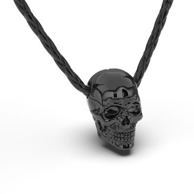 Serasar lederkette für herren „skull“ mit edelstahlanhänger und magnetverschluss