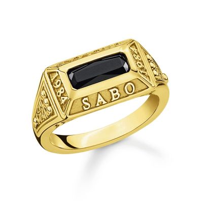 Thomas Sabo Schmuck College-Ring Schwarzer Stein Goldfarben TR2243-966-11
