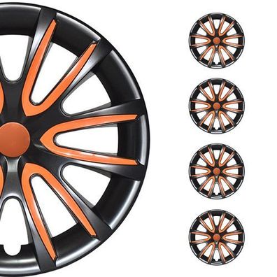 4x Radkappen 16 zoll Schwarz & Orange