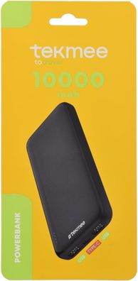 Tekmee 10.000 mAh Powerbank schwarz 2x USB 1x USB-C Anschluss