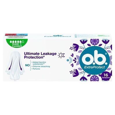 O.B. ExtraProtect Super+ Tampons, 16 Stk - Hoechster Komfort & zuverlaessiger Schu
