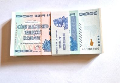 Hundred Trillion Dollar Souvenir Banknote Zimbabwe 2008