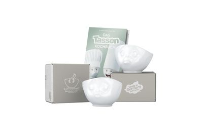 Fiftyeight Schalen-Set 2-tlg. 500 ml + Kochbuch | Nr. 003 | Müslischalen weiß | Mot