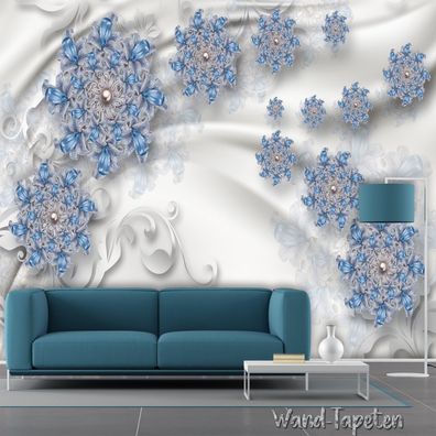 Vlies Fototapete Wandtapete Wandbilder Moderne Blau Blumen Tapete 1790