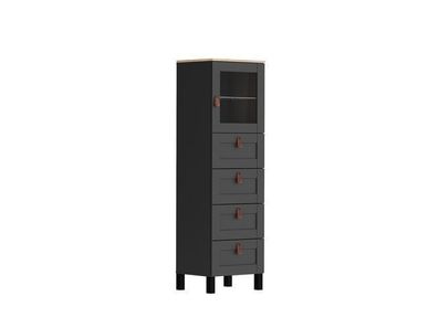 BLACK RED WHITE Vitrinenschrank Modeo | Standvitrine | 42 x 50 x 168 cm, Schwarz