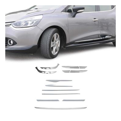 Seiten Grill Leuchte Blenden Heck Front für Renault Clio 2012-2019 Chrom Satz
