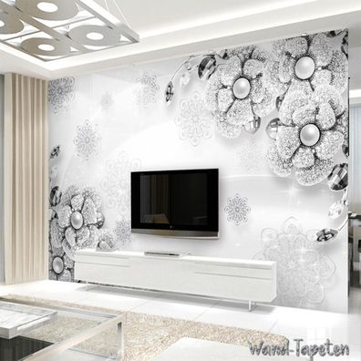 Vlies Fototapete Wandtapete Wandbilder 3D Stilvolle Diamant Relief Blume 1856