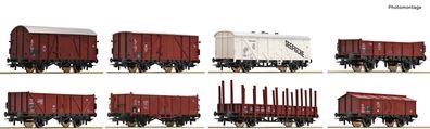 Roco 44002 Güterwagenset 8-teilig DB Ep. III DC Spur H0