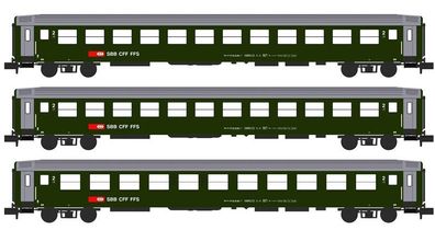 Kato Lemke K23012 3-tlg. Wagen-Set der SBB inkl. Innenbele Spur N