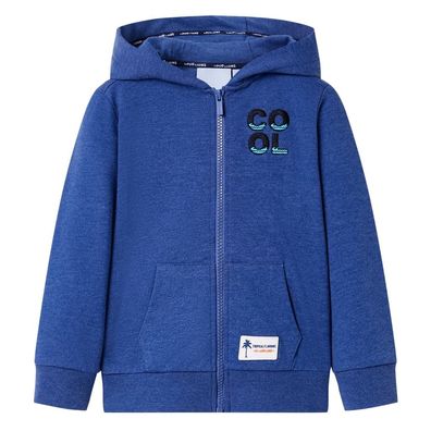 Kinder-Kapuzenpullover mit Reißverschluss Dunkelblau Melange 104