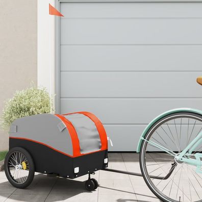 vidaXL Fahrradanhänger Schwarz und Orange 30 kg Eisen