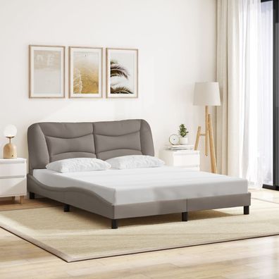 vidaXL Bettgestell ohne Matratze "Hvar" Taupe 160x200 cm Stoff