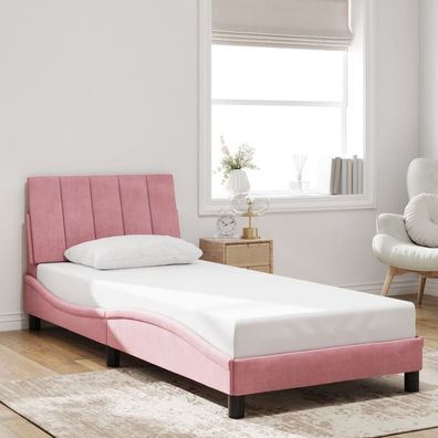 vidaXL Bettgestell ohne Matratze "Hanko" Rosa 90x200 cm Samt