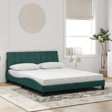 vidaXL Bettgestell ohne Matratze "Hanko" Dunkelgrün 160x200 cm Samt