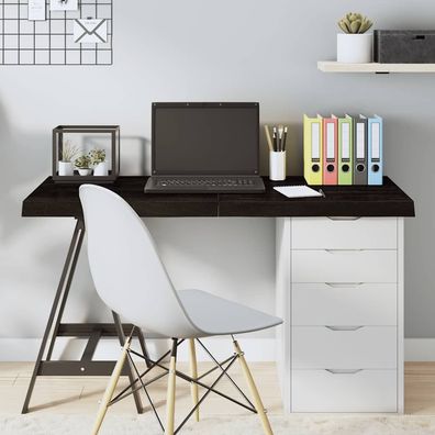 vidaXL Tischplatte Dunkelbraun 120x40x(2-6)cm Massivholz Eiche