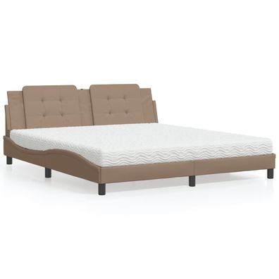 vidaXL Bett mit Matratze "Zadar" Cappuccino-Braun 180x200 cm Kunstleder