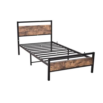 Metallbett Jugendbett mit Lattenrost,(mit Holz Kopfteil, ettgestell aus Metall )