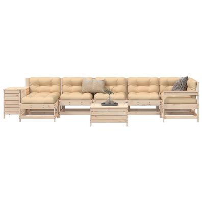 vidaXL 9-tlg. Garten-Sofagarnitur Massivholz Kiefer