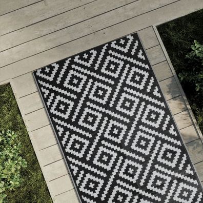 vidaXL Outdoor-Teppich ARAKIL Weiß und Schwarz 80x150 cm PP