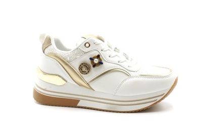 Damen Schuhe Sneaker 8-153 White mit Keilabsatz