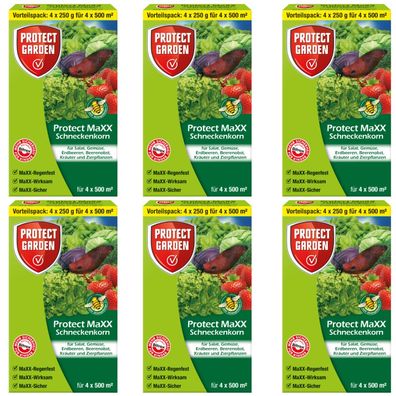 6 x Protect GARDEN® Protect MaXX Schneckenkorn Wirkstoff Metaldehyd, 1 kg