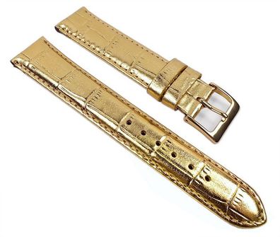 Minott Ersatzband Uhrenarmband Kalbsleder Band Goldfarben 22016G