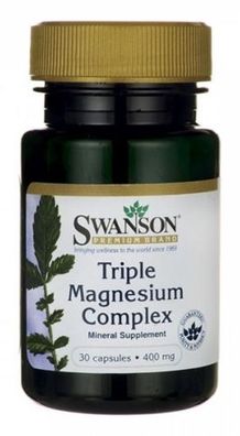 Swanson Magnesium 400mg - Dreifach-Komplex, 30 Kapseln für langfristige Unterstü