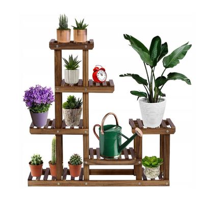 QLS Blumenständer aus Holz mit 5 Ebenen 73x20x73 cm Pflanzenregal für innen 11304