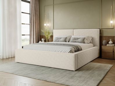 Polsterbett Santos Boucle Bett mit Bettkasten und Lattenrost Doppelbett Ehebett