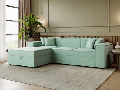 Ecksofa Santos L Boucle mit Bettkasten und Schlaffunktion Polsterecke