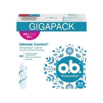 O.B. ProComfort Mini Tampons, 64 Stueck - Leistungsstark und zuverlaessig