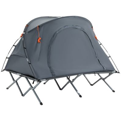Outsunny Campingbett Kuppelzelt 2 Personen Luftmatratze Grau 200x146x159cm