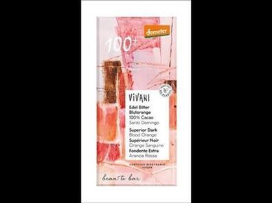Vivani Edel Bitter Blutorange 100 % Cacao Santo Domingo 90g