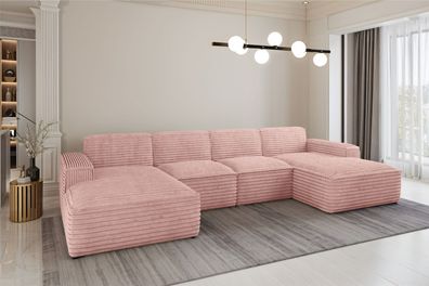 Ecksofa Siena U ein Stil, der zum Entspannen einlädt, Stoff Velo Rosa