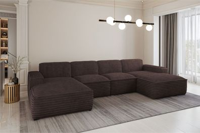 Ecksofa Siena U ein Stil, der zum Entspannen einlädt, Stoff Velo Braun