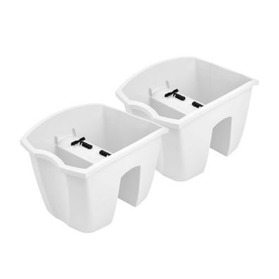2x Blumenkasten 24cm Hängetopf Blumentopf Balkontopf Geländertopf DCRO Weiß