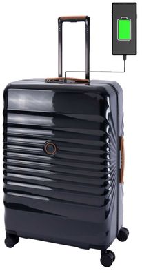 Großer Koffer Trolley Hartschale leicht mit USB und USB-C Port Kofferbremse TSA
