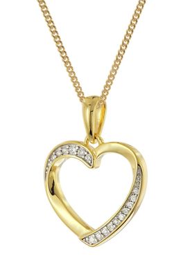 trendor Schmuck Damen-Halskette 925 Silber Vergoldet Mit Herz-Anhänger 28434