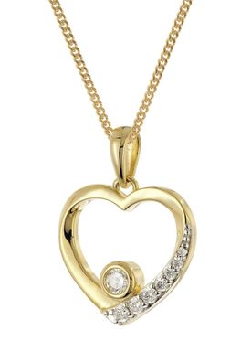 trendor Schmuck Damen-Kette mit Herz-Anhänger 925 Silber Vergoldet 28432