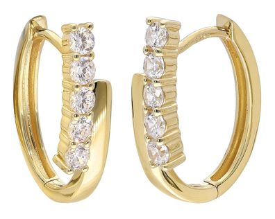 trendor Schmuck Damen-Ohrringe 925 Silber Vergoldet Klapp-Creolen 28537