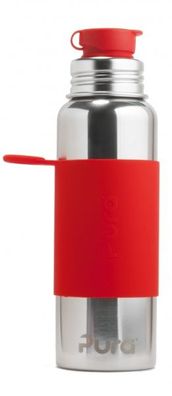 Pura Sport Edelstahl Flasche mit Silikon Sleeve und Big Mouth Sport