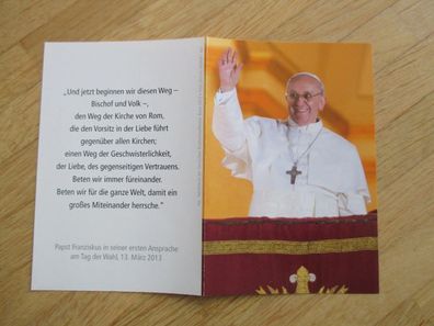 Jorge Mario Kardinal Bergoglio Papst Franziskus rare Erinnerungskarte Papstwahl 2013!