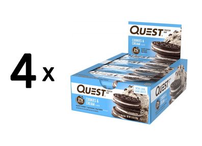 4 x Quest Nutrition Quest Bars (12x60g) Cookies and Cream