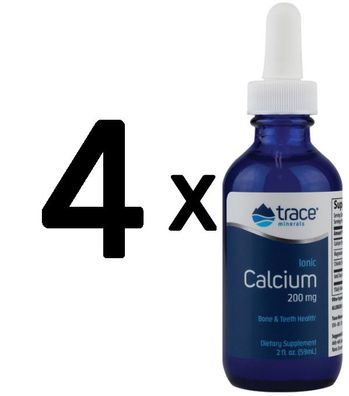 4 x Trace Minerals Ionic Calcium, 200mg - 59 ml